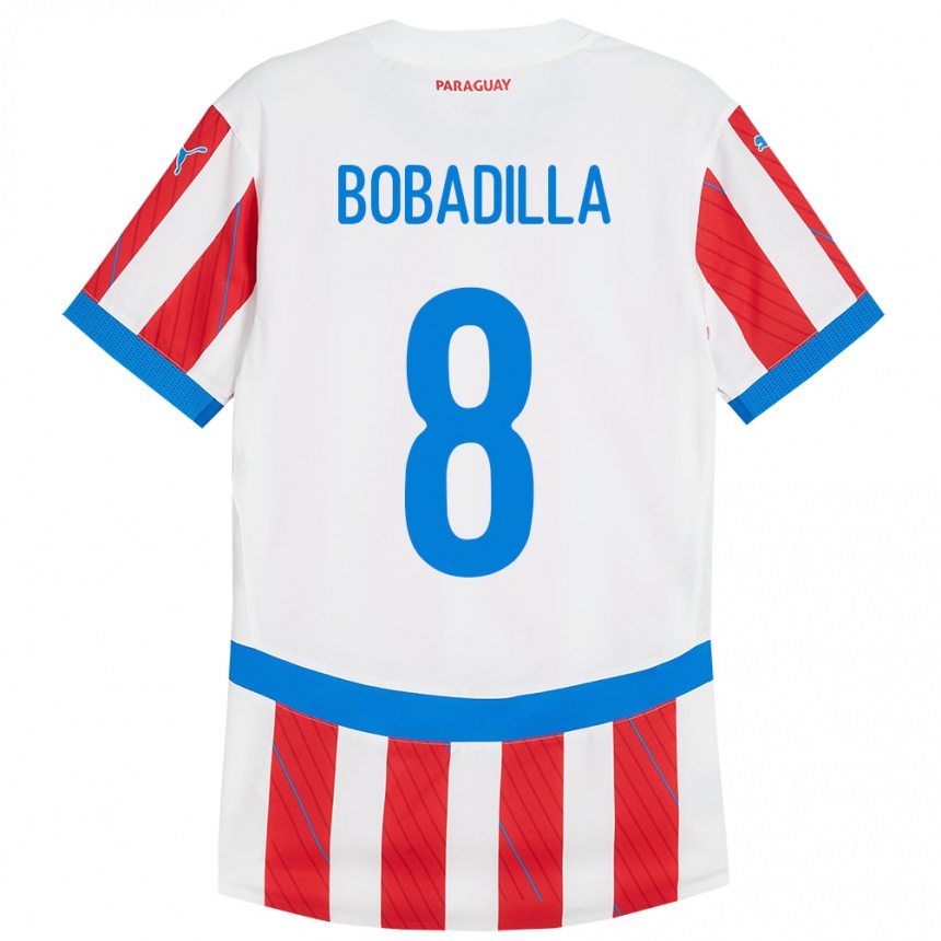 Kids Football Paraguay Damián Bobadilla #8 White Red Home Jersey 24-26 T-Shirt Za