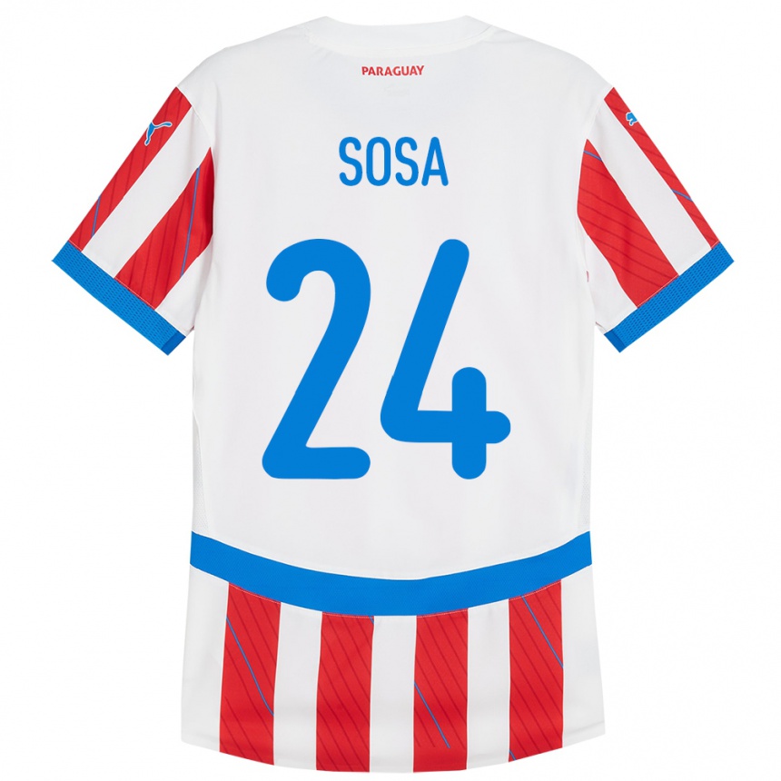 Kids Football Paraguay Ramón Sosa #24 White Red Home Jersey 24-26 T-Shirt Za