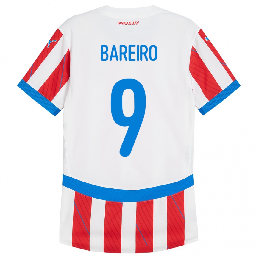 Kids Football Paraguay Adam Bareiro #9 White Red Home Jersey 24-26 T-Shirt Za