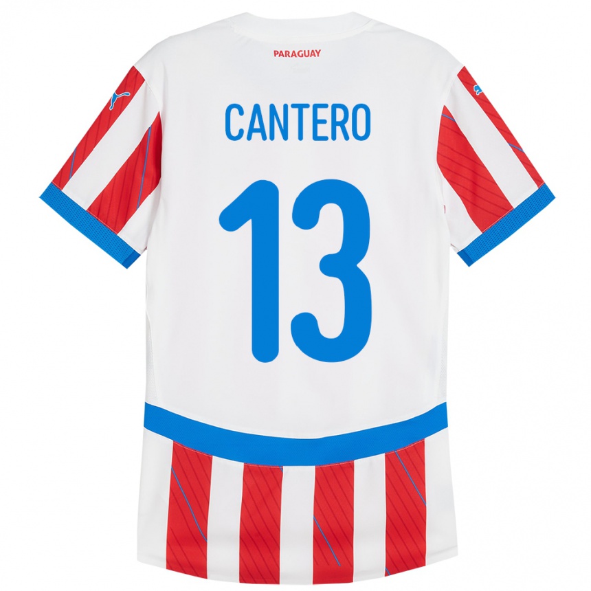 Kids Football Paraguay Alexis Cantero #13 White Red Home Jersey 24-26 T-Shirt Za