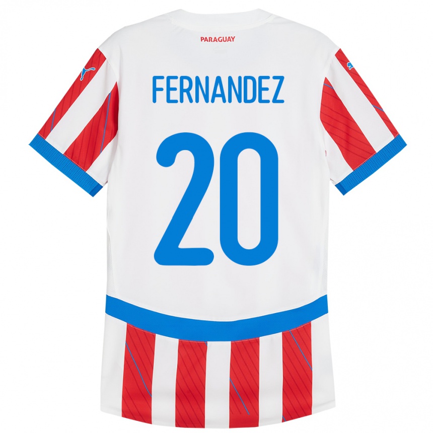 Kids Football Paraguay Marcelo Fernández #20 White Red Home Jersey 24-26 T-Shirt Za