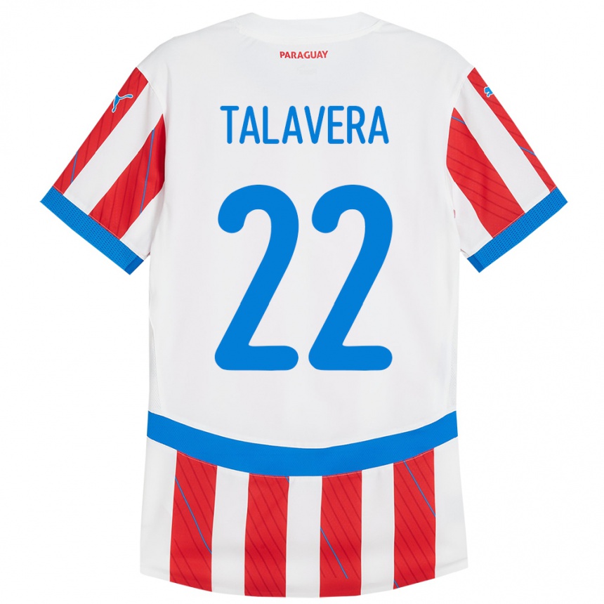 Kids Football Paraguay Javier Talavera #22 White Red Home Jersey 24-26 T-Shirt Za