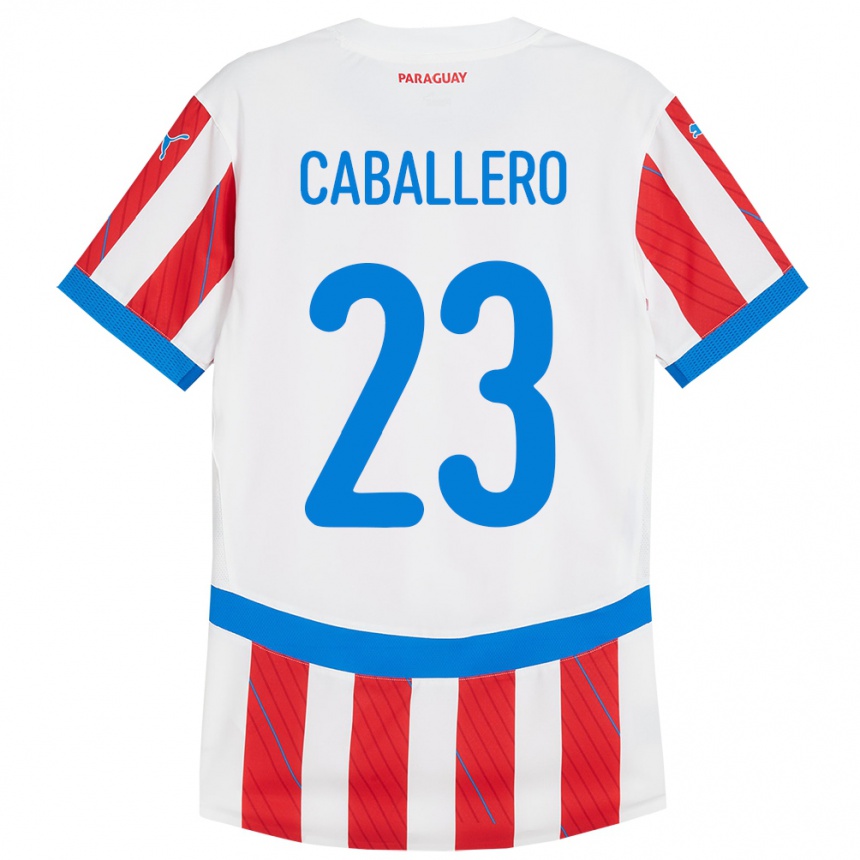 Kids Football Paraguay Tiago Caballero #23 White Red Home Jersey 24-26 T-Shirt Za