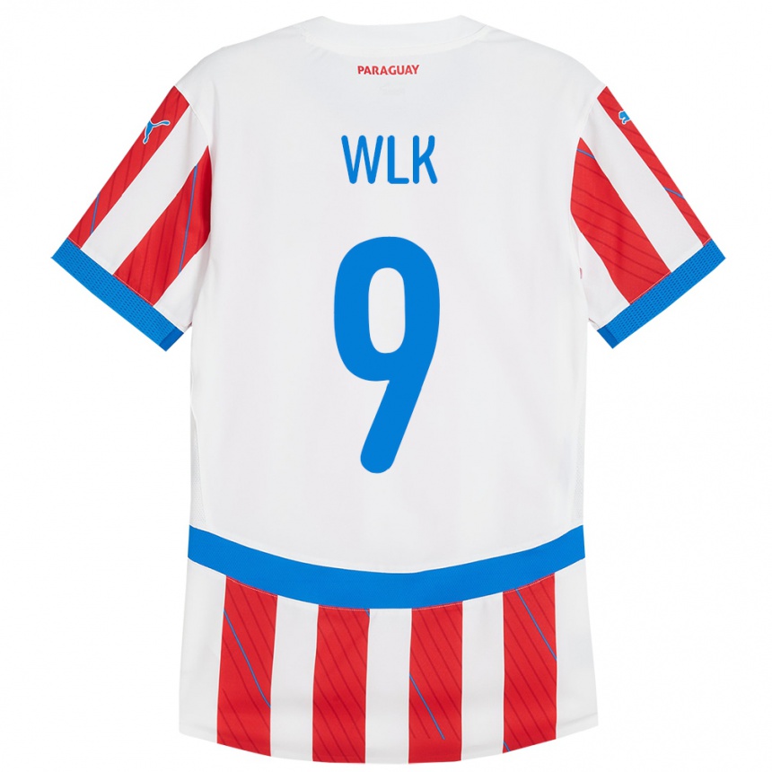 Kids Football Paraguay Allan Wlk #9 White Red Home Jersey 24-26 T-Shirt Za