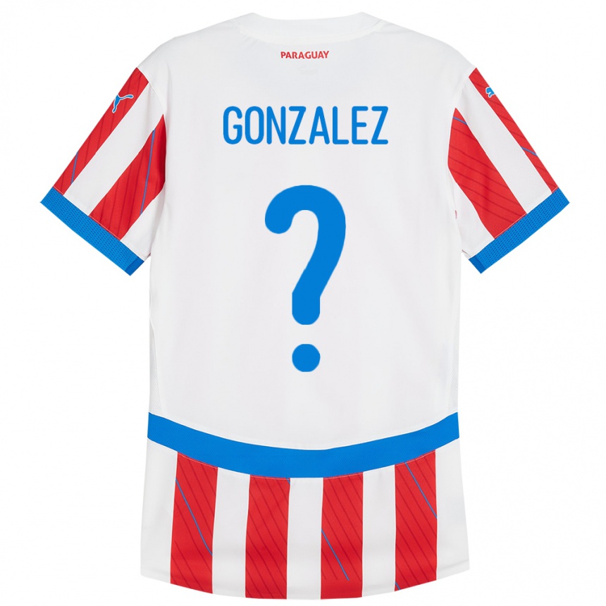 Kids Football Paraguay Antonio González #0 White Red Home Jersey 24-26 T-Shirt Za