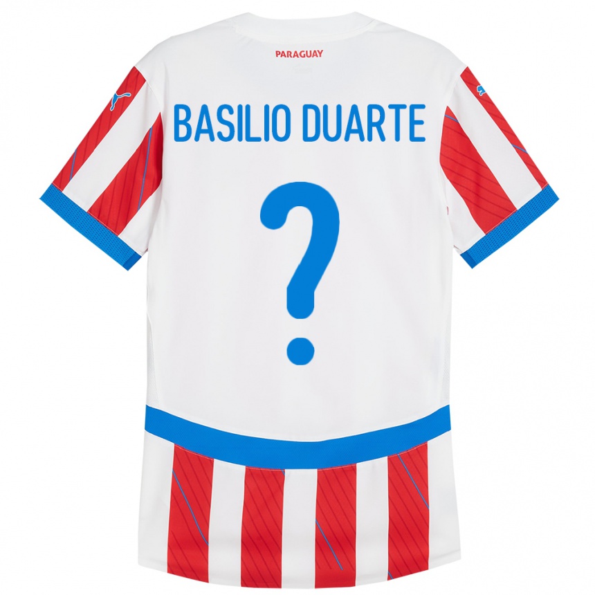 Kids Football Paraguay Basilio Duarte #0 White Red Home Jersey 24-26 T-Shirt Za