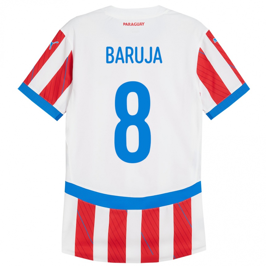 Kids Football Paraguay Fabrizio Baruja #8 White Red Home Jersey 24-26 T-Shirt Za