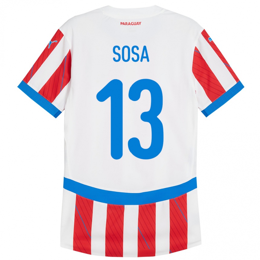 Kids Football Paraguay Alex Sosa #13 White Red Home Jersey 24-26 T-Shirt Za