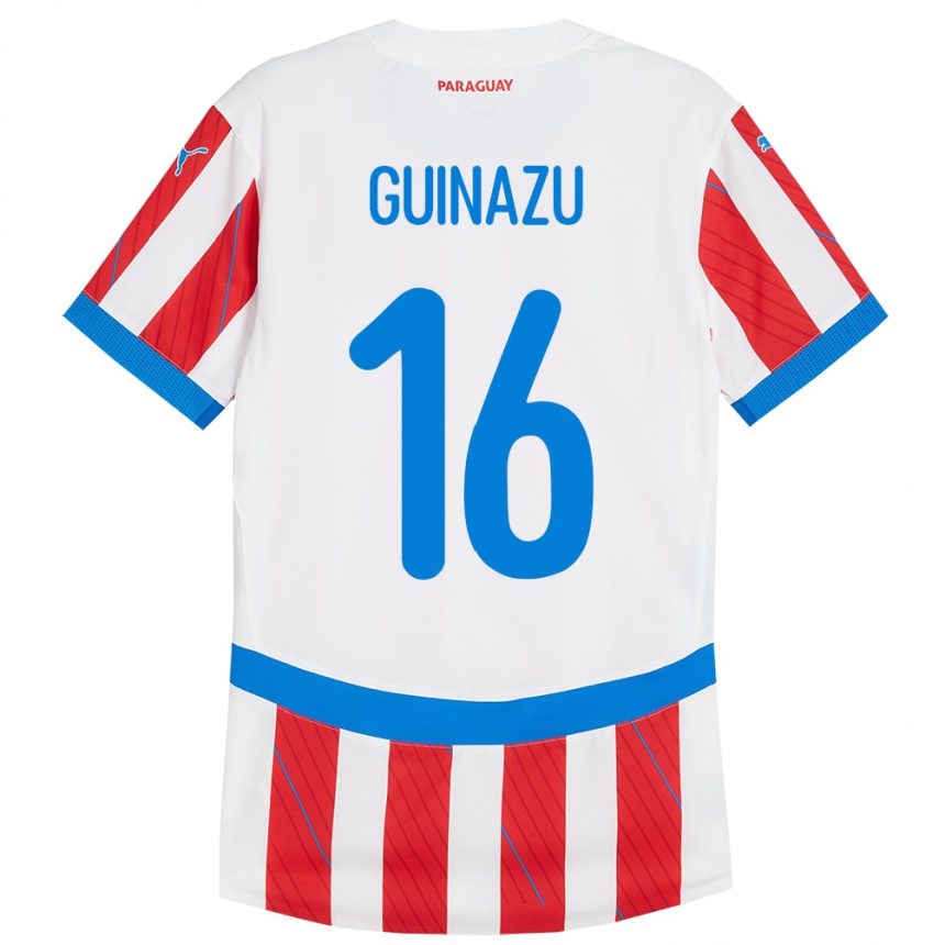 Kids Football Paraguay Lucas Guiñazú #16 White Red Home Jersey 24-26 T-Shirt Za