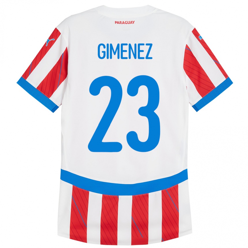 Kids Football Paraguay Miguel Giménez #23 White Red Home Jersey 24-26 T-Shirt Za