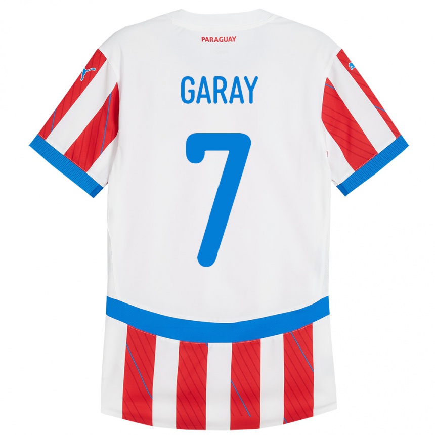 Kids Football Paraguay Griselda Garay #7 White Red Home Jersey 24-26 T-Shirt Za