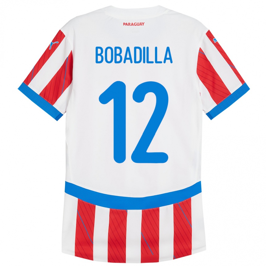 Kids Football Paraguay Alicia Bobadilla #12 White Red Home Jersey 24-26 T-Shirt Za