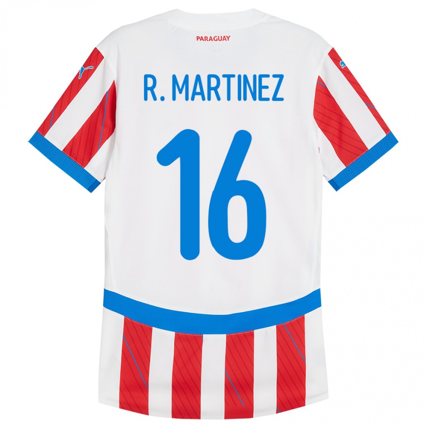 Kids Football Paraguay Ramona Martínez #16 White Red Home Jersey 24-26 T-Shirt Za