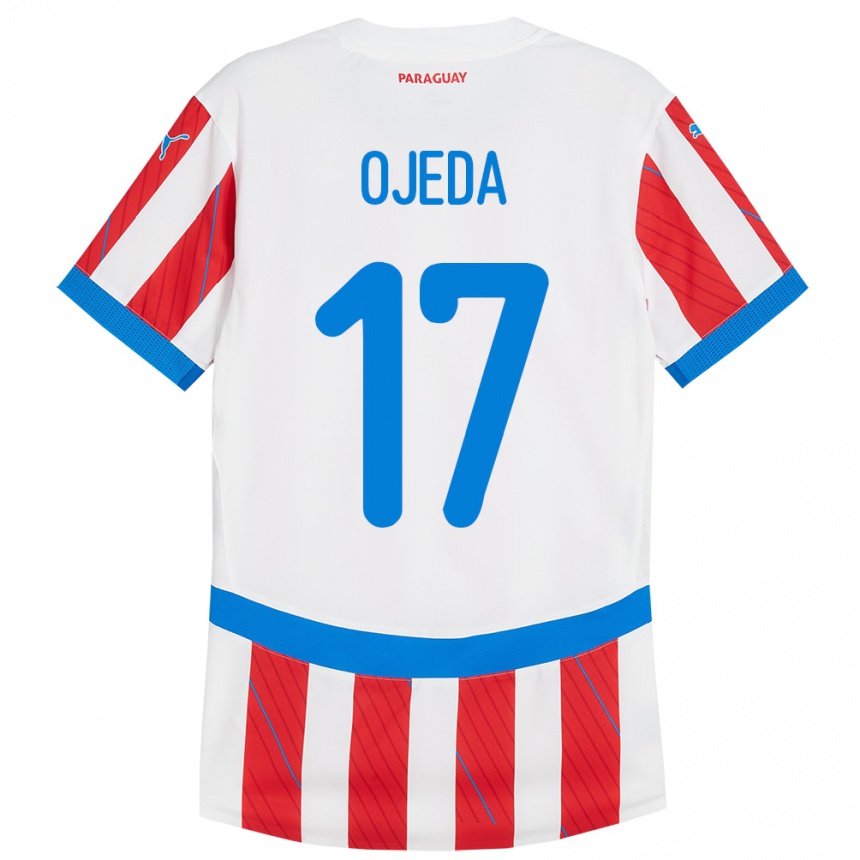 Kids Football Paraguay Deisy Ojeda #17 White Red Home Jersey 24-26 T-Shirt Za