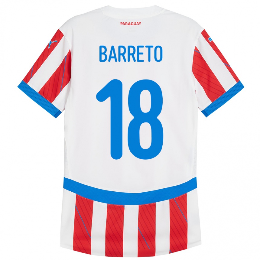 Kids Football Paraguay Liz Barreto #18 White Red Home Jersey 24-26 T-Shirt Za