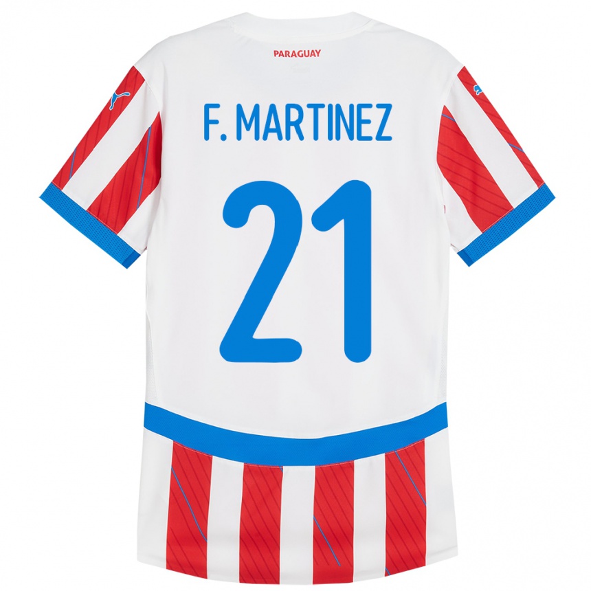 Kids Football Paraguay Fiorela Martínez #21 White Red Home Jersey 24-26 T-Shirt Za