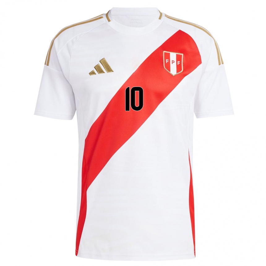 Kids Football Peru Emily Arévalo #10 White Home Jersey 24-26 T-Shirt Za