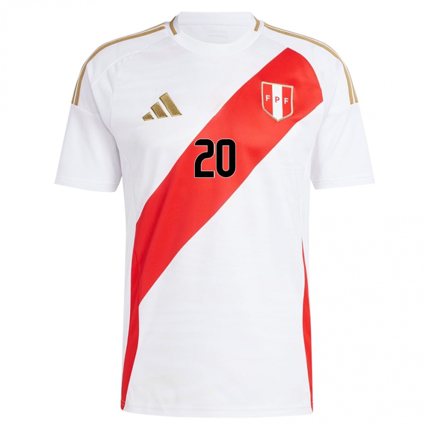 Kids Football Peru Azucena Daga #20 White Home Jersey 24-26 T-Shirt Za