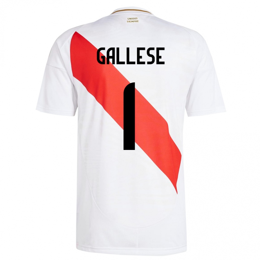 Kids Football Peru Pedro Gallese #1 White Home Jersey 24-26 T-Shirt Za