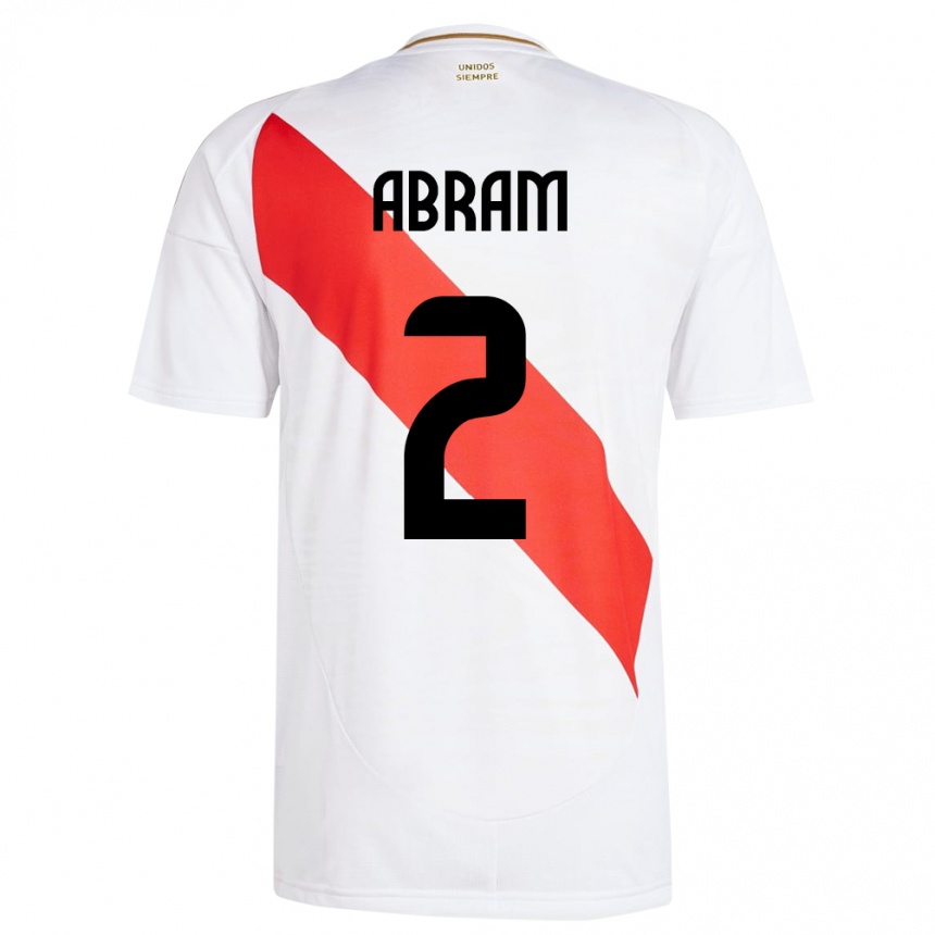 Kids Football Peru Luis Abram #2 White Home Jersey 24-26 T-Shirt Za