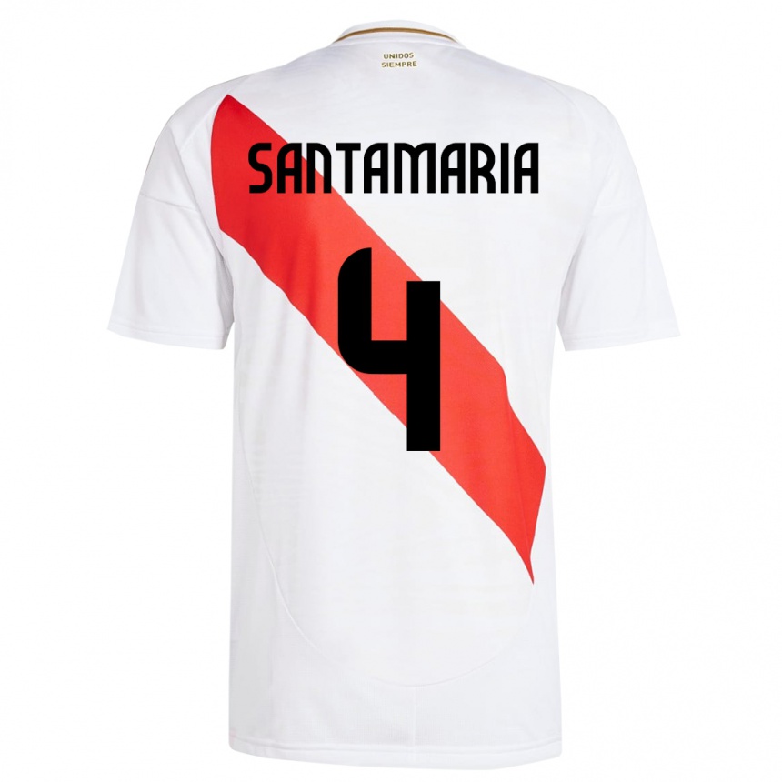 Kids Football Peru Anderson Santamaría #4 White Home Jersey 24-26 T-Shirt Za