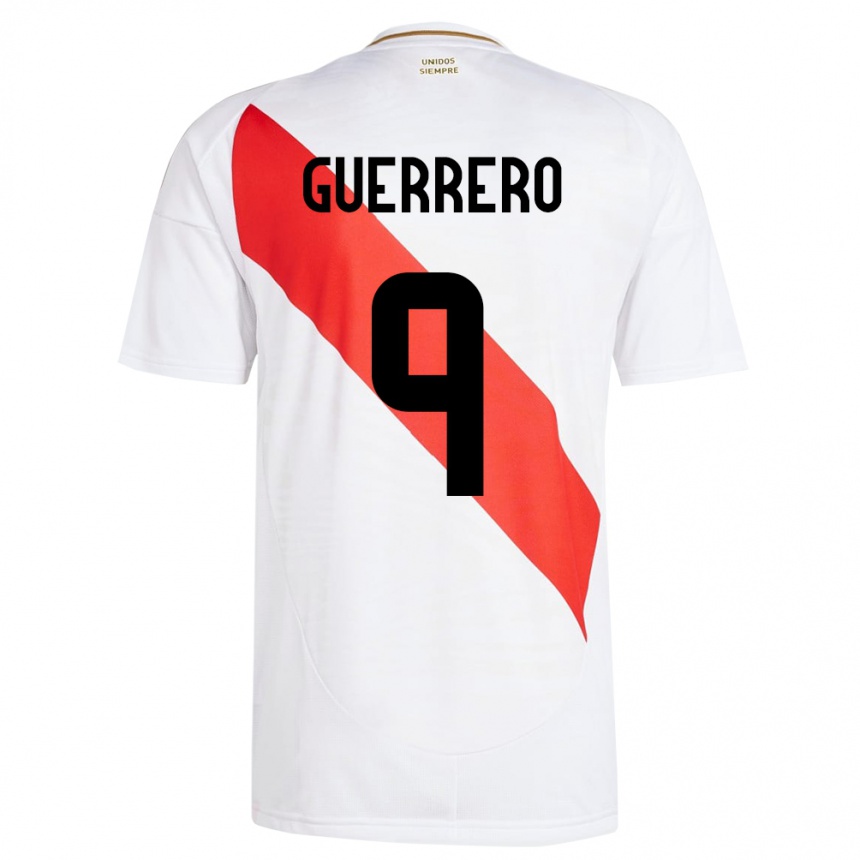 Kids Football Peru Paolo Guerrero #9 White Home Jersey 24-26 T-Shirt Za