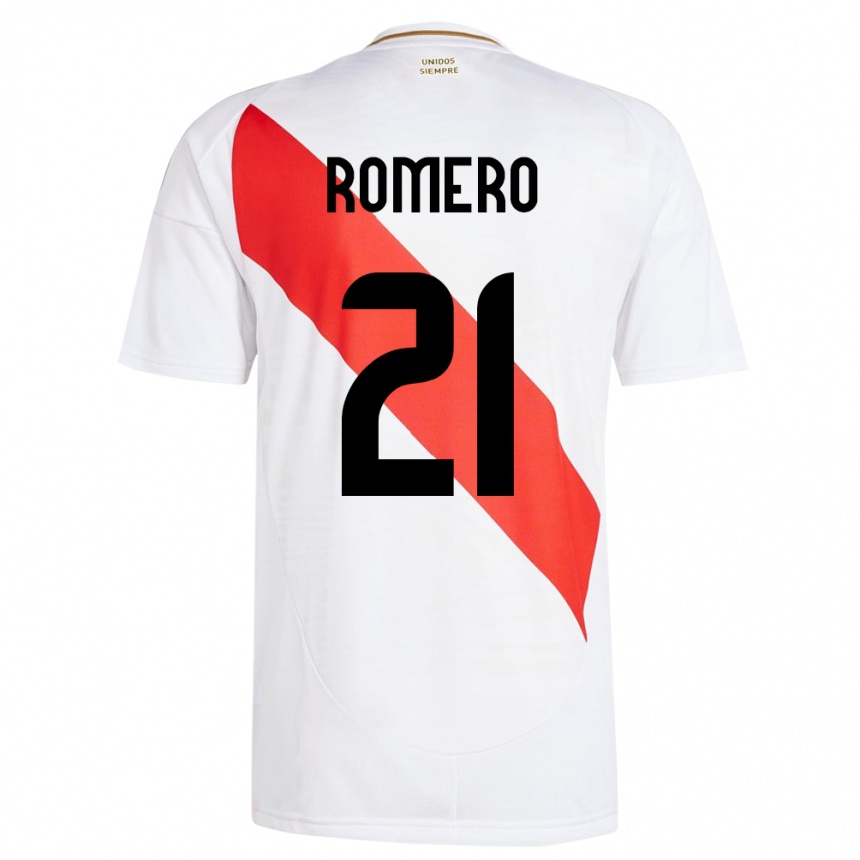 Kids Football Peru Diego Romero #21 White Home Jersey 24-26 T-Shirt Za