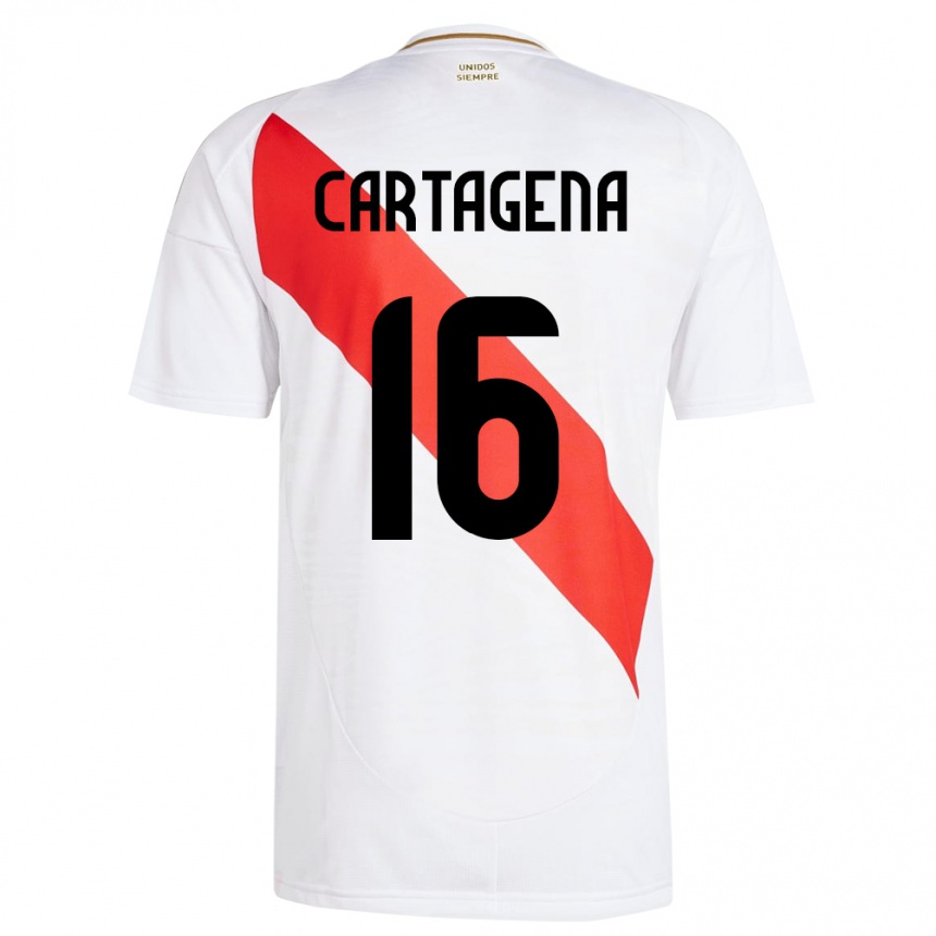 Kids Football Peru Wilder Cartagena #16 White Home Jersey 24-26 T-Shirt Za