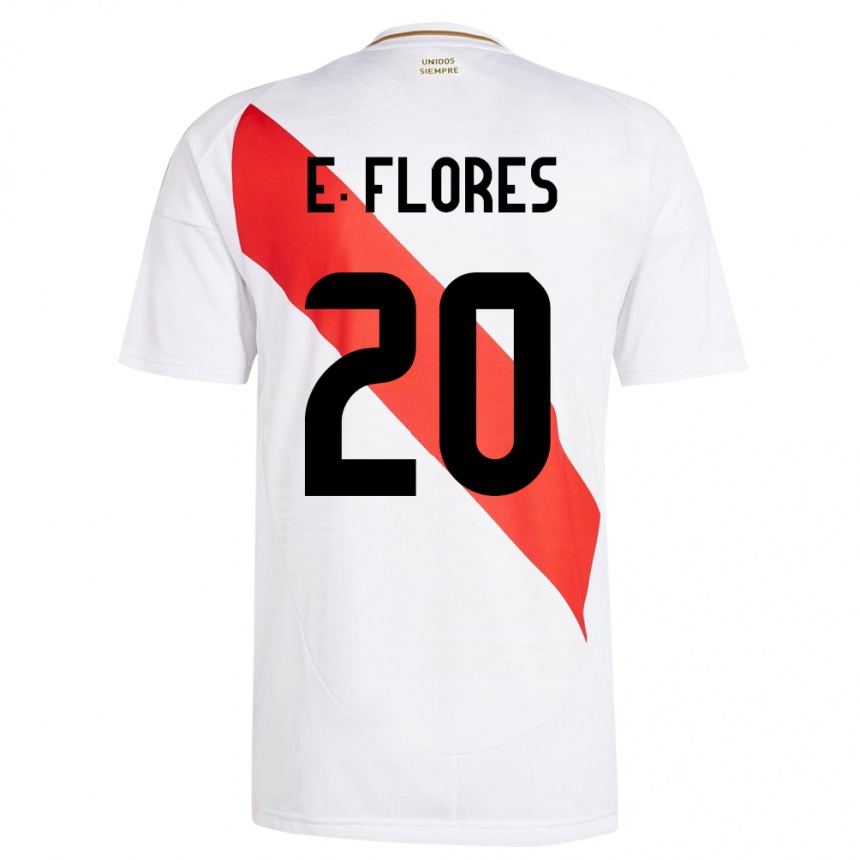 Kids Football Peru Edison Flores #20 White Home Jersey 24-26 T-Shirt Za