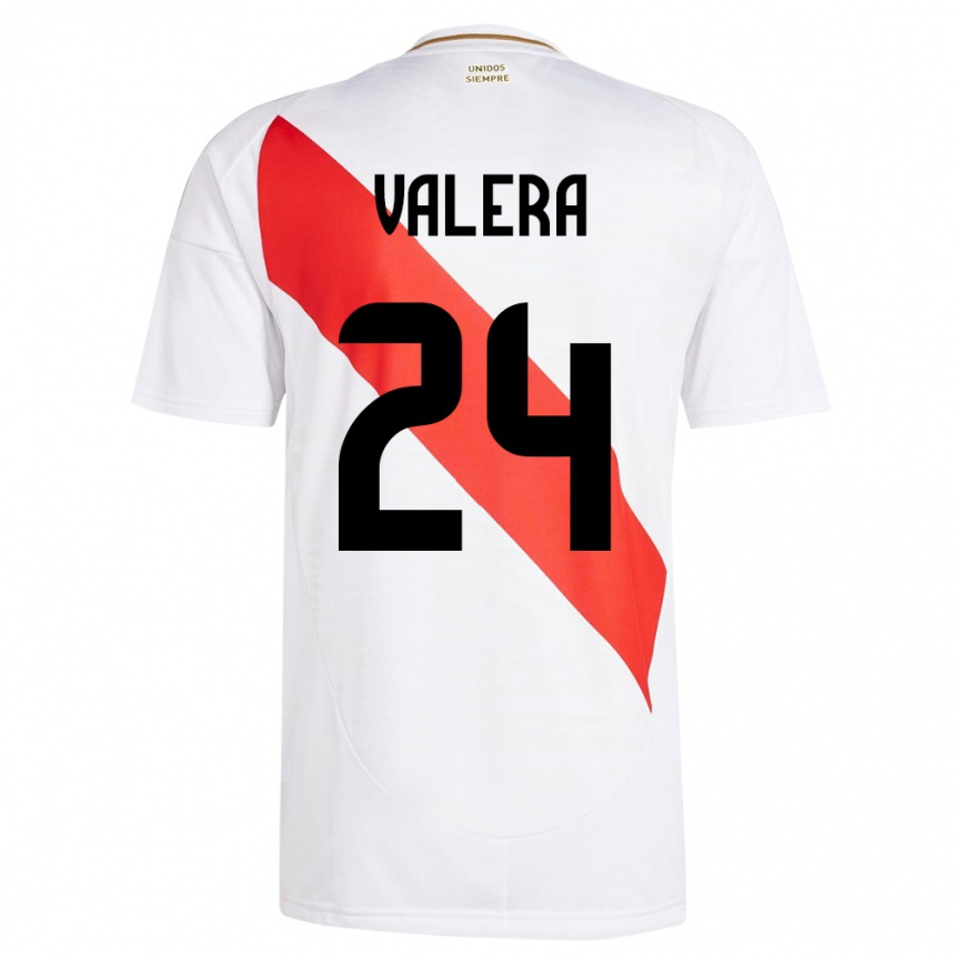 Kids Football Peru Álex Valera #24 White Home Jersey 24-26 T-Shirt Za