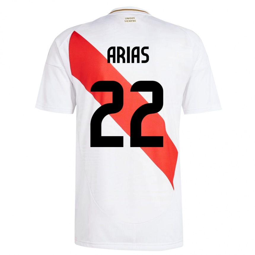 Kids Football Peru Brian Arias #22 White Home Jersey 24-26 T-Shirt Za