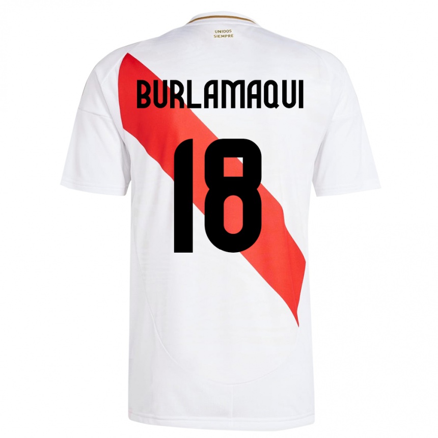 Kids Football Peru Alessandro Burlamaqui #18 White Home Jersey 24-26 T-Shirt Za