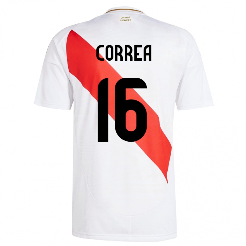 Kids Football Peru Eslyn Correa #16 White Home Jersey 24-26 T-Shirt Za