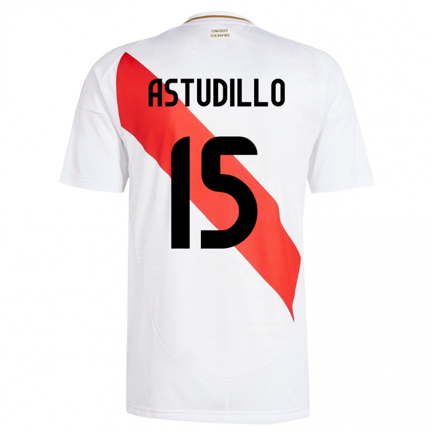 Kids Football Peru Julinho Astudillo #15 White Home Jersey 24-26 T-Shirt Za