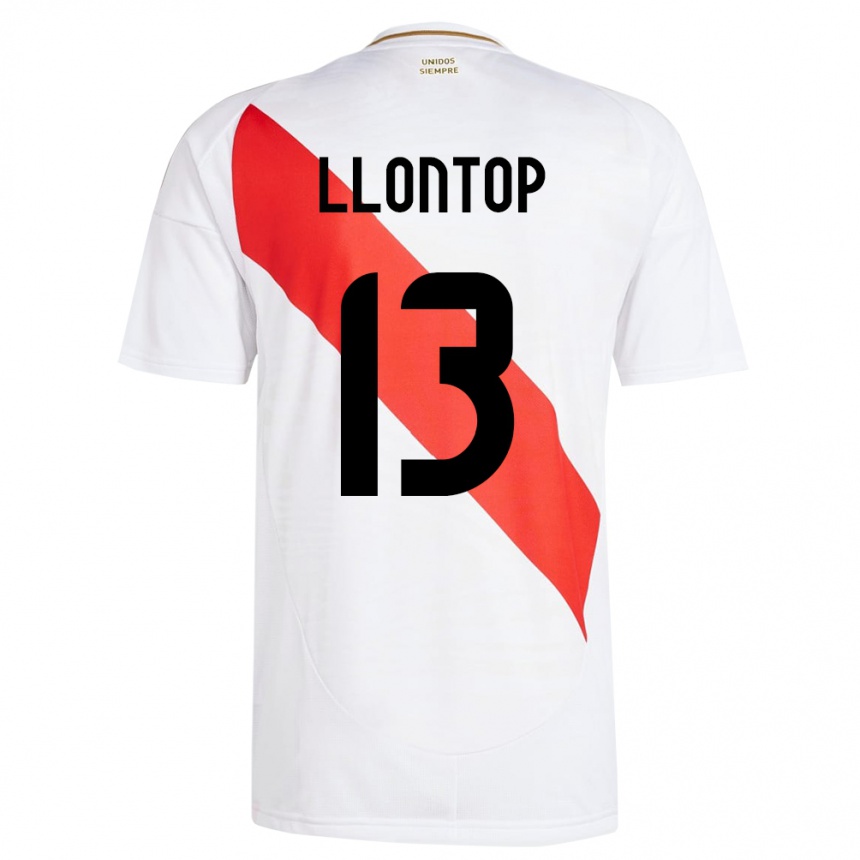 Kids Football Peru Mathías Llontop #13 White Home Jersey 24-26 T-Shirt Za