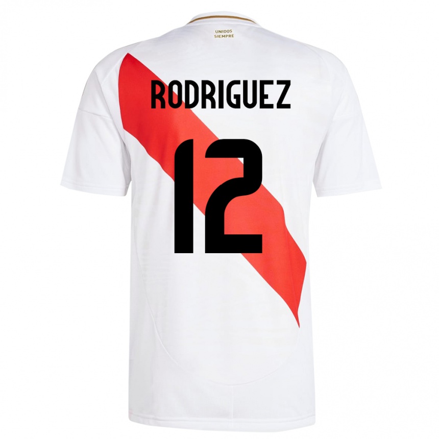 Kids Football Peru Jhefferson Rodríguez #12 White Home Jersey 24-26 T-Shirt Za