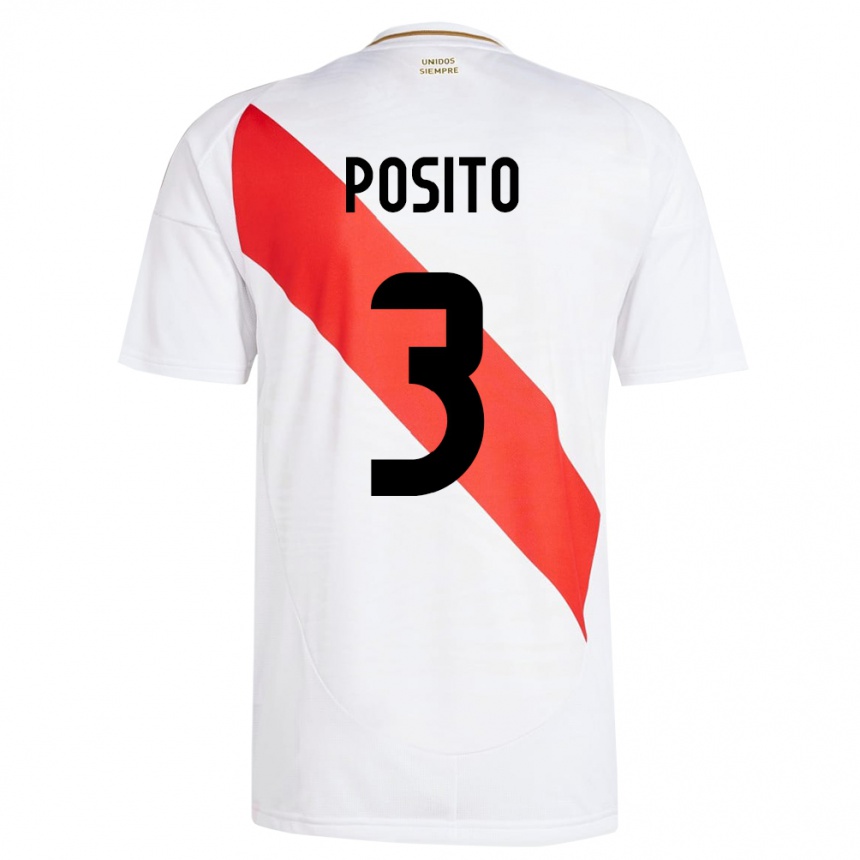 Kids Football Peru Alejandro Pósito #3 White Home Jersey 24-26 T-Shirt Za