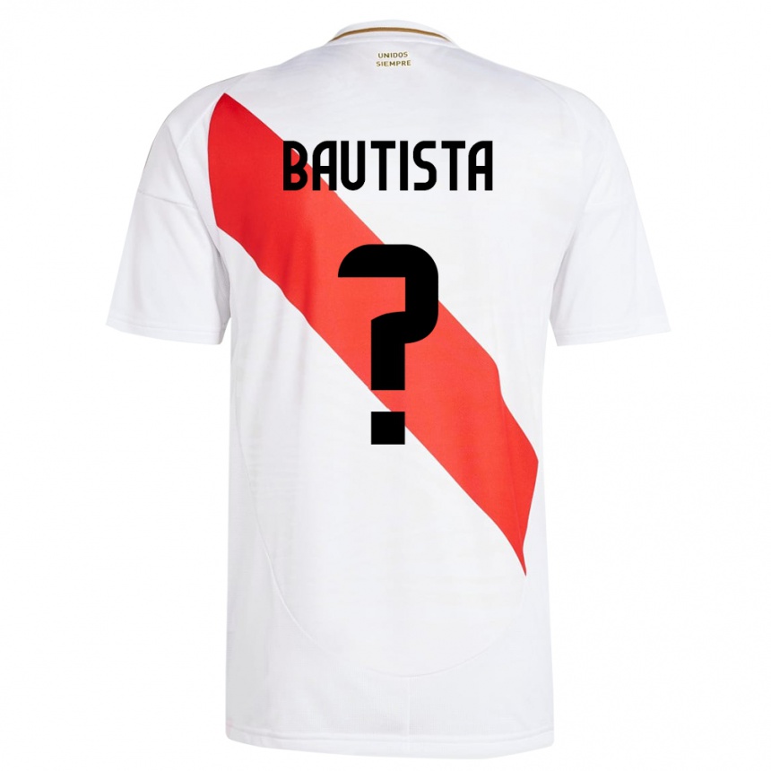 Kids Football Peru César Bautista #0 White Home Jersey 24-26 T-Shirt Za