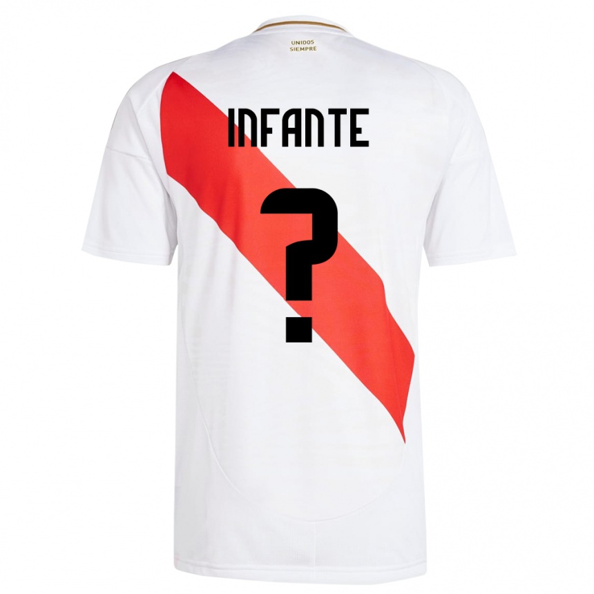 Kids Football Peru Maycol Infante #0 White Home Jersey 24-26 T-Shirt Za