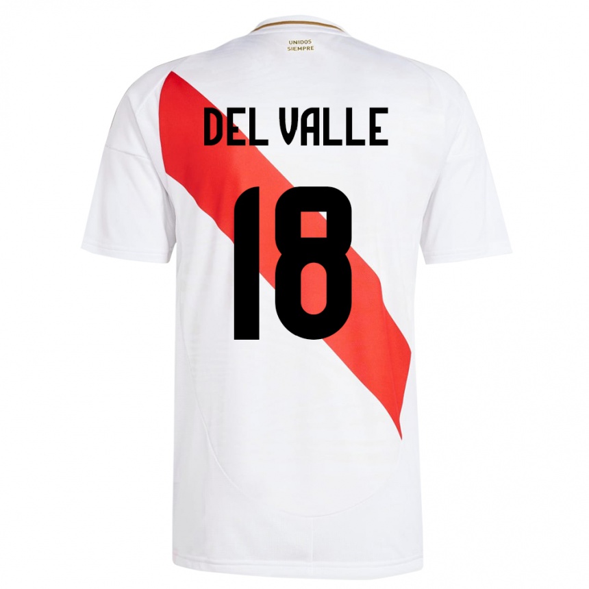 Kids Football Peru Yamir Del Valle #18 White Home Jersey 24-26 T-Shirt Za