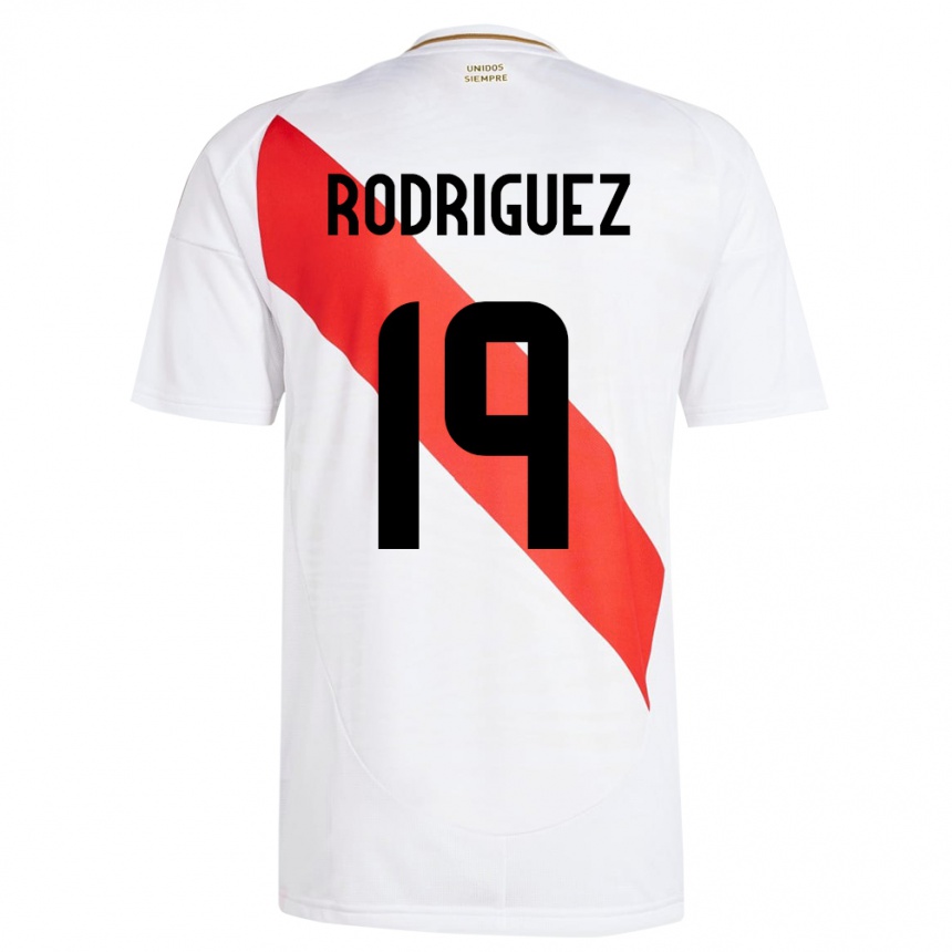 Kids Football Peru Mateo Rodríguez #19 White Home Jersey 24-26 T-Shirt Za