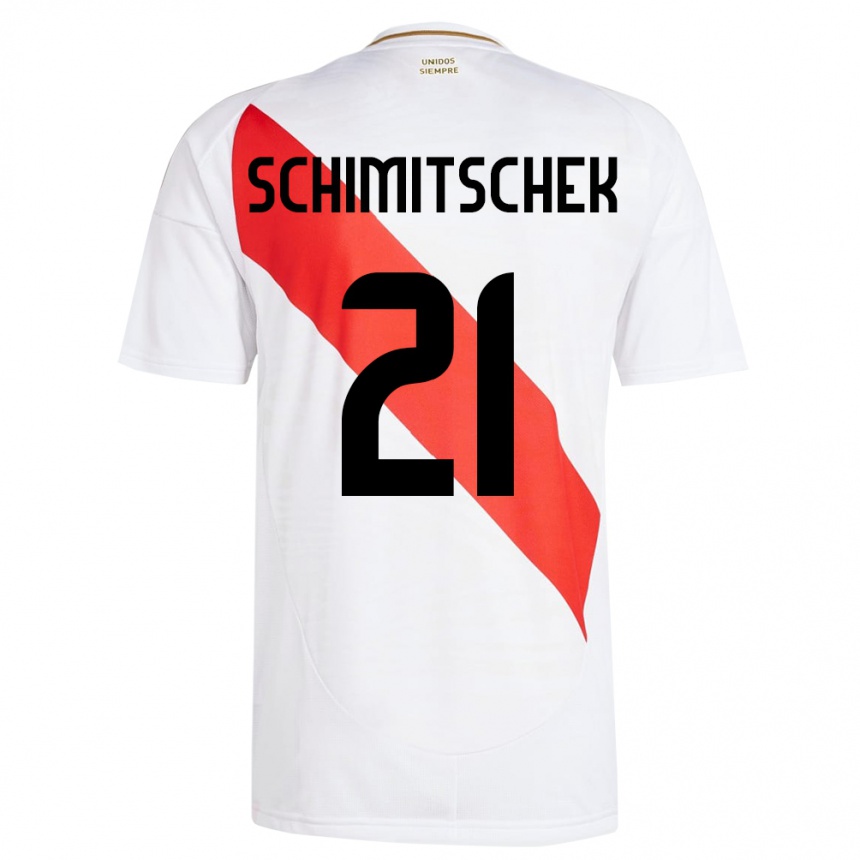 Kids Football Peru Ian Schimitschek #21 White Home Jersey 24-26 T-Shirt Za