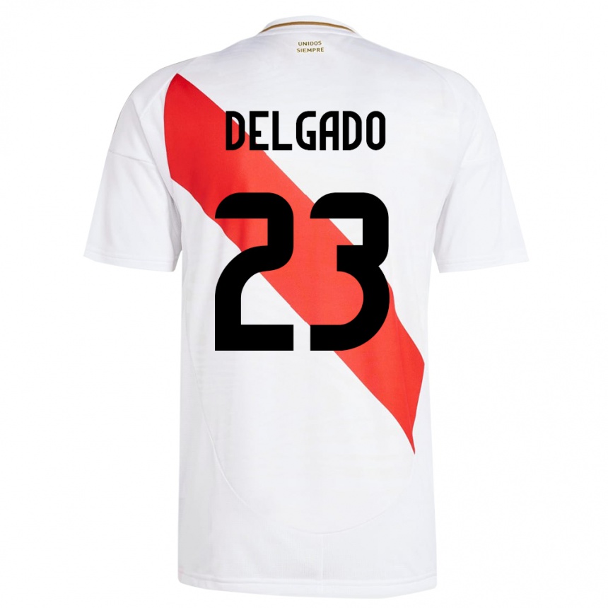 Kids Football Peru Valentino Delgado #23 White Home Jersey 24-26 T-Shirt Za