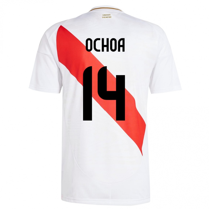 Kids Football Peru Victoria Ochoa #14 White Home Jersey 24-26 T-Shirt Za