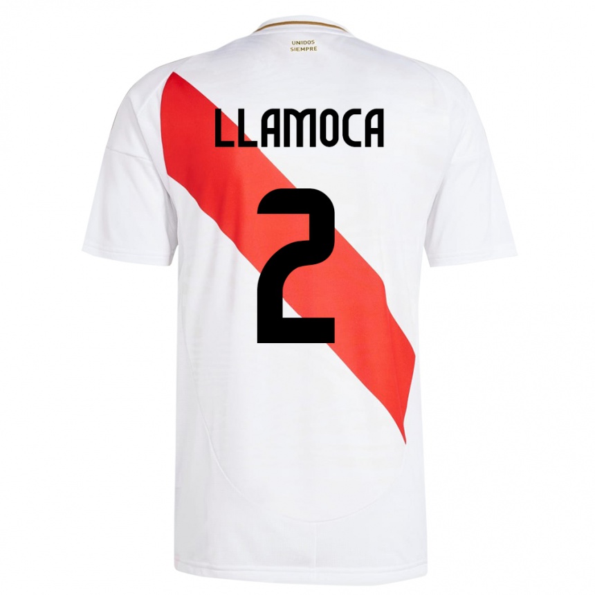 Kids Football Peru Braelynn Llamoca #2 White Home Jersey 24-26 T-Shirt Za