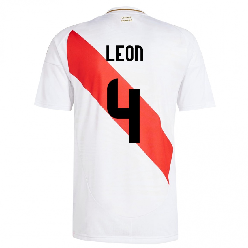 Kids Football Peru Mía León #4 White Home Jersey 24-26 T-Shirt Za