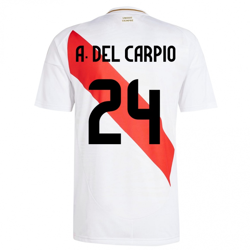 Kids Football Peru Annie Del Carpio #24 White Home Jersey 24-26 T-Shirt Za