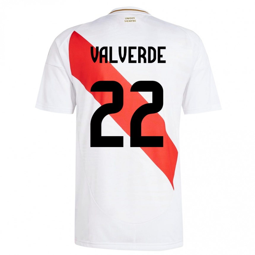 Kids Football Peru Malena Valverde #22 White Home Jersey 24-26 T-Shirt Za