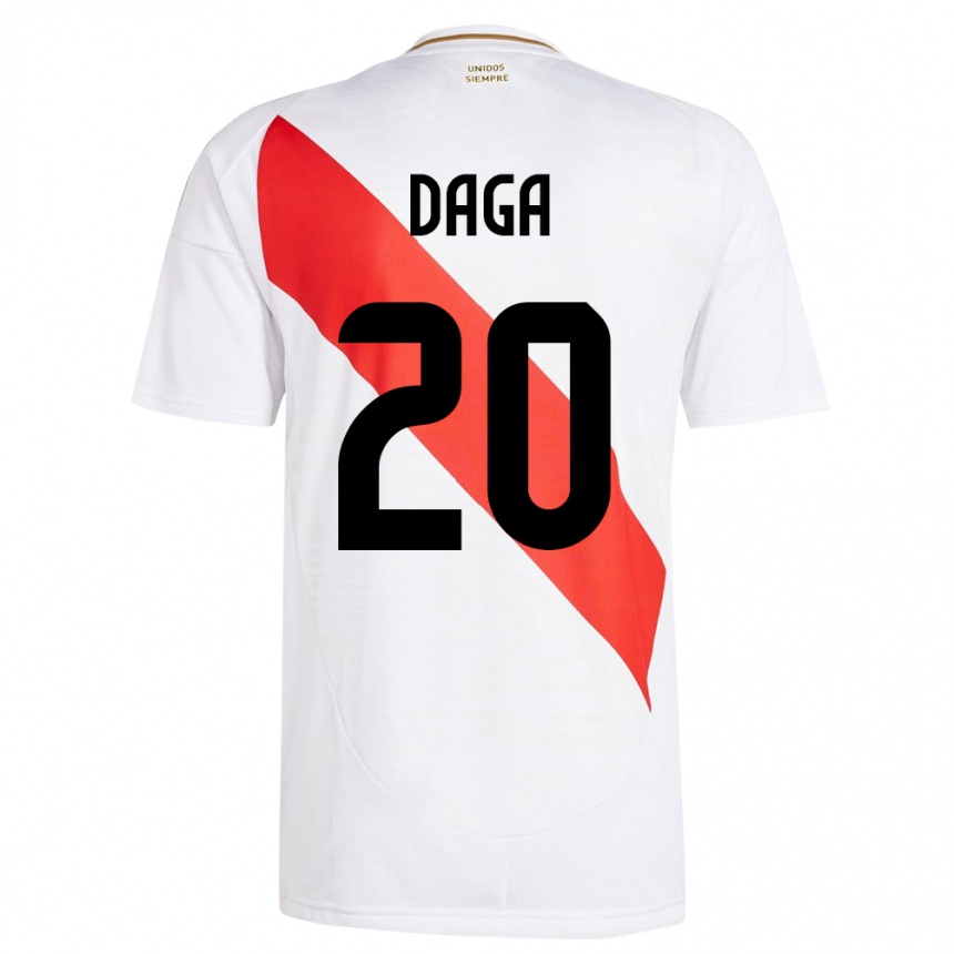 Kids Football Peru Azucena Daga #20 White Home Jersey 24-26 T-Shirt Za