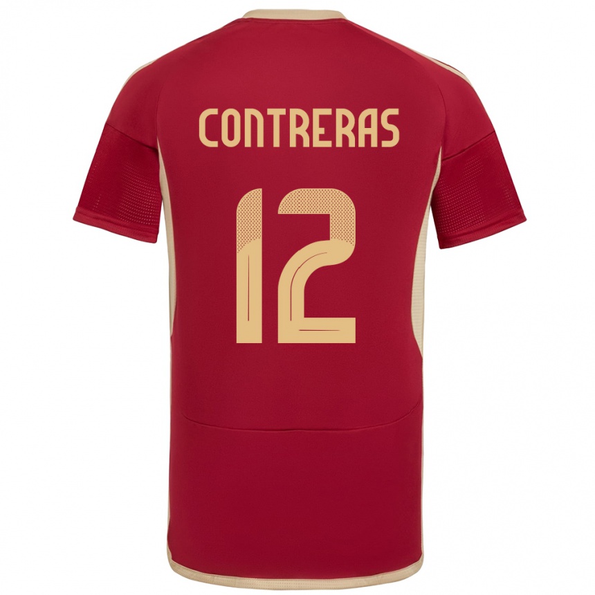 Kids Football Venezuela José Contreras #12 Burgundy Home Jersey 24-26 T-Shirt Za